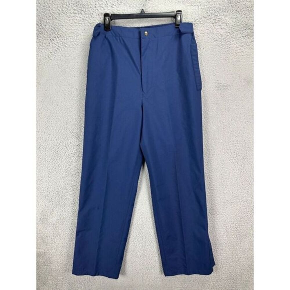 Tourney Pants Mens Medium Blue Waterproof Straight Leg Elastic Waist Workwear